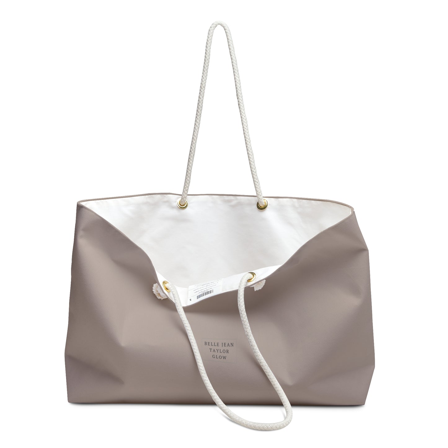 Neutral Taupe Weekender Bag – Large Travel Tote with Rope Handles