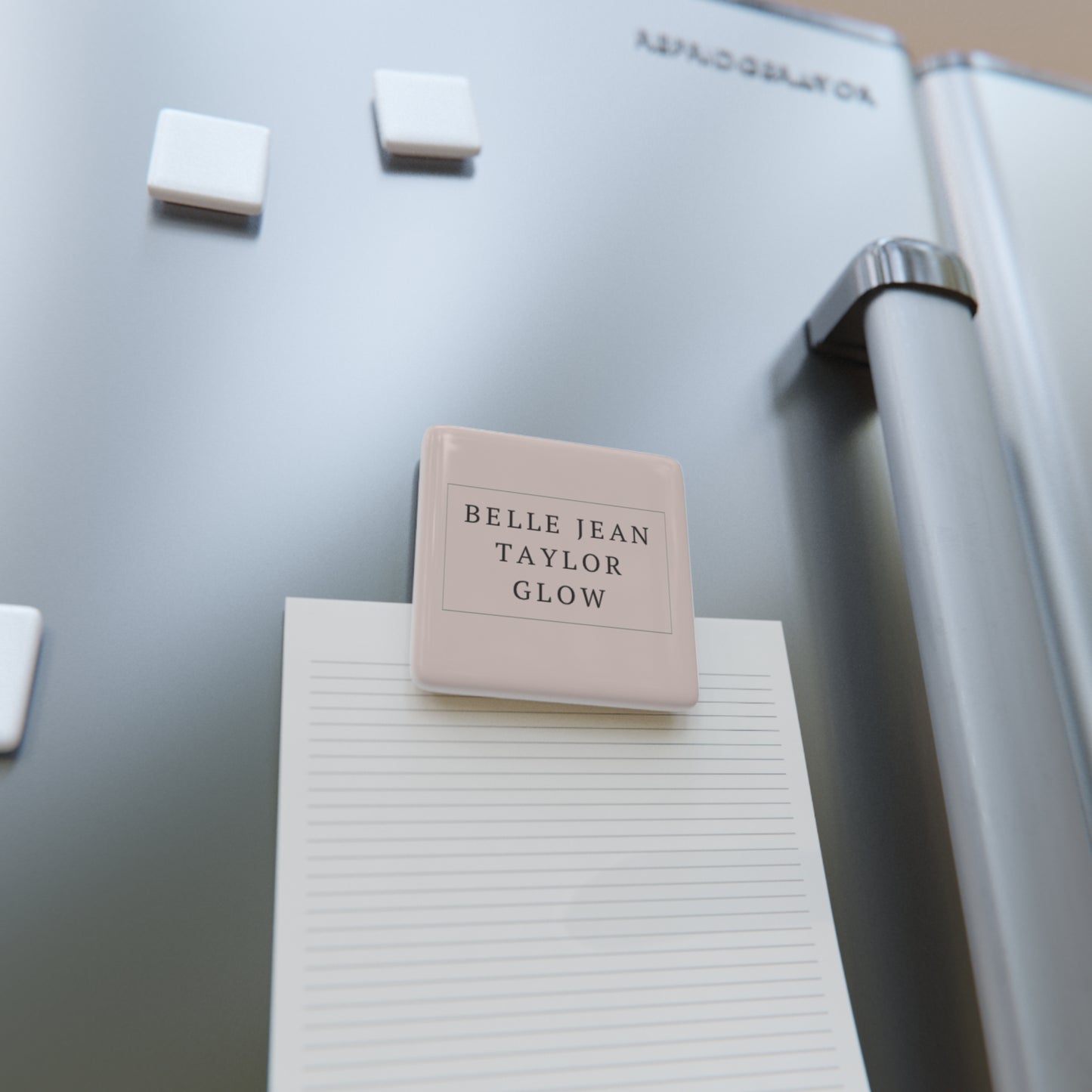 Square Porcelain Magnet — Neutral Blush Name Tile (Belle Jean Taylor Glow)