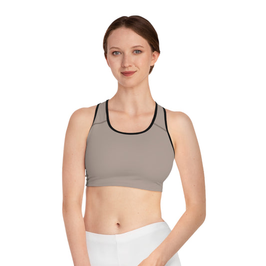 Neutral Taupe Seamless Sports Bra — Minimalist Activewear Crop Top