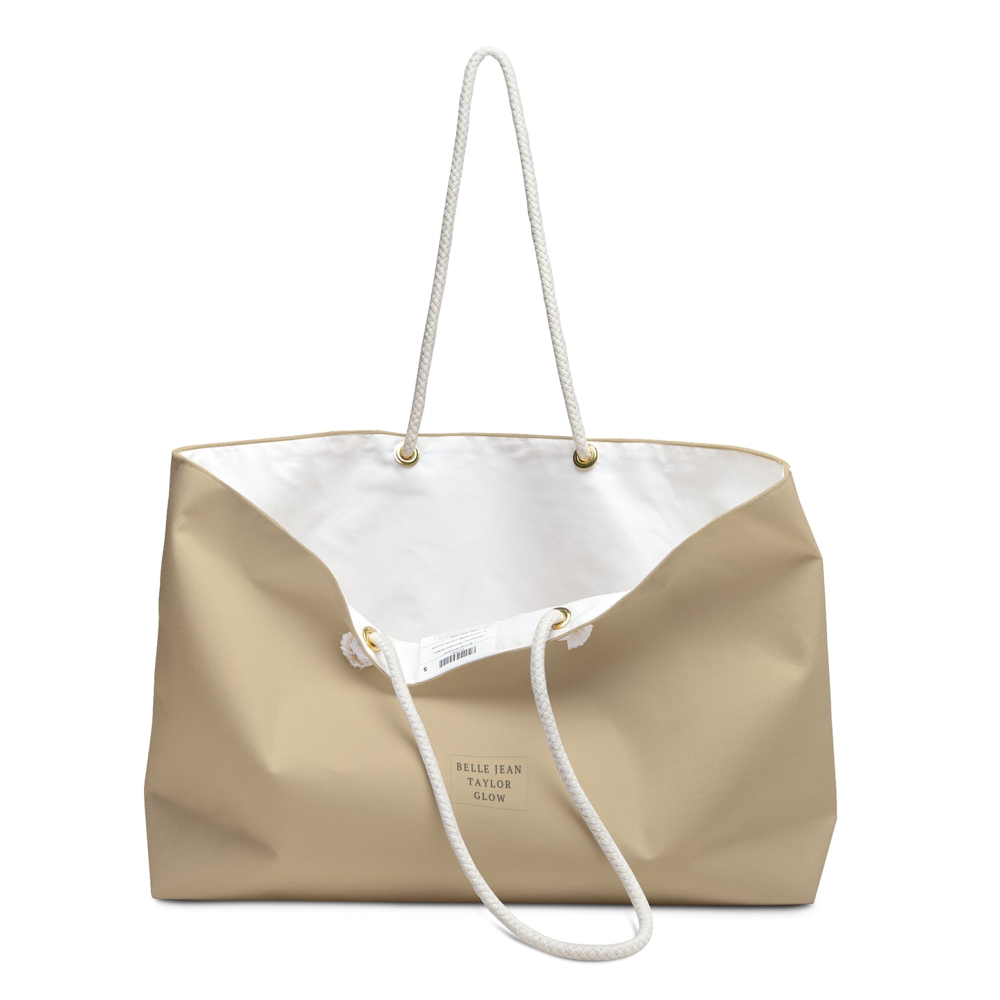 Minimal Beige Weekender Bag – Neutral Travel Tote with Rope Handles