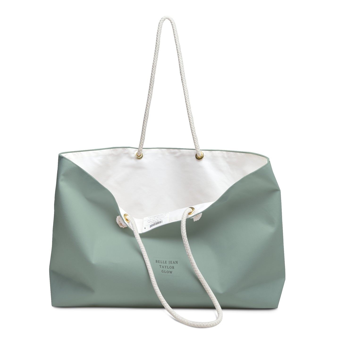 Mint Canvas Weekender Bag — Large Rope-Handle Travel Tote