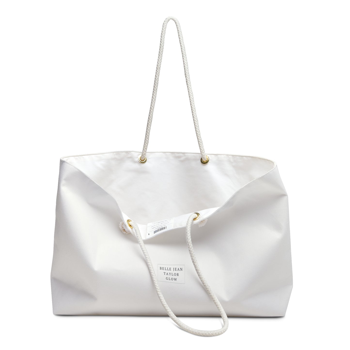 Minimal White Weekender Bag – Large Rope-Handle Travel Tote