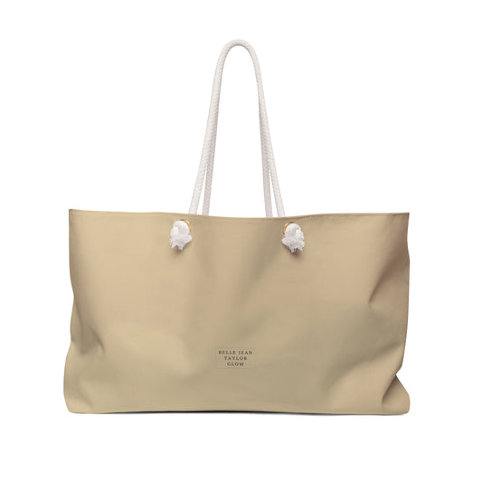 Minimal Beige Weekender Bag – Neutral Travel Tote with Rope Handles