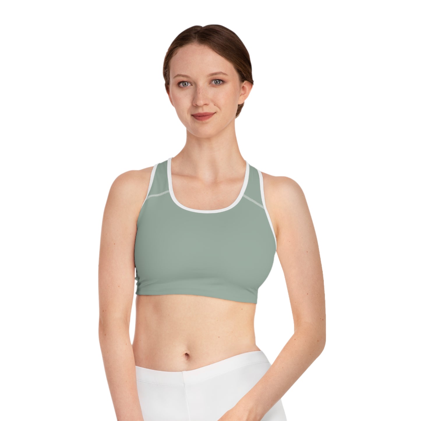 Sage Green Seamless Sports Bra — Lightweight Racerback Activewear